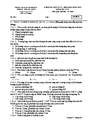 Đề kiểm tra học kỳ II môn Vật lý Lớp 9 - Mã đề 02 - Năm học 2018-2019 - Trường THCS Ba Lòng